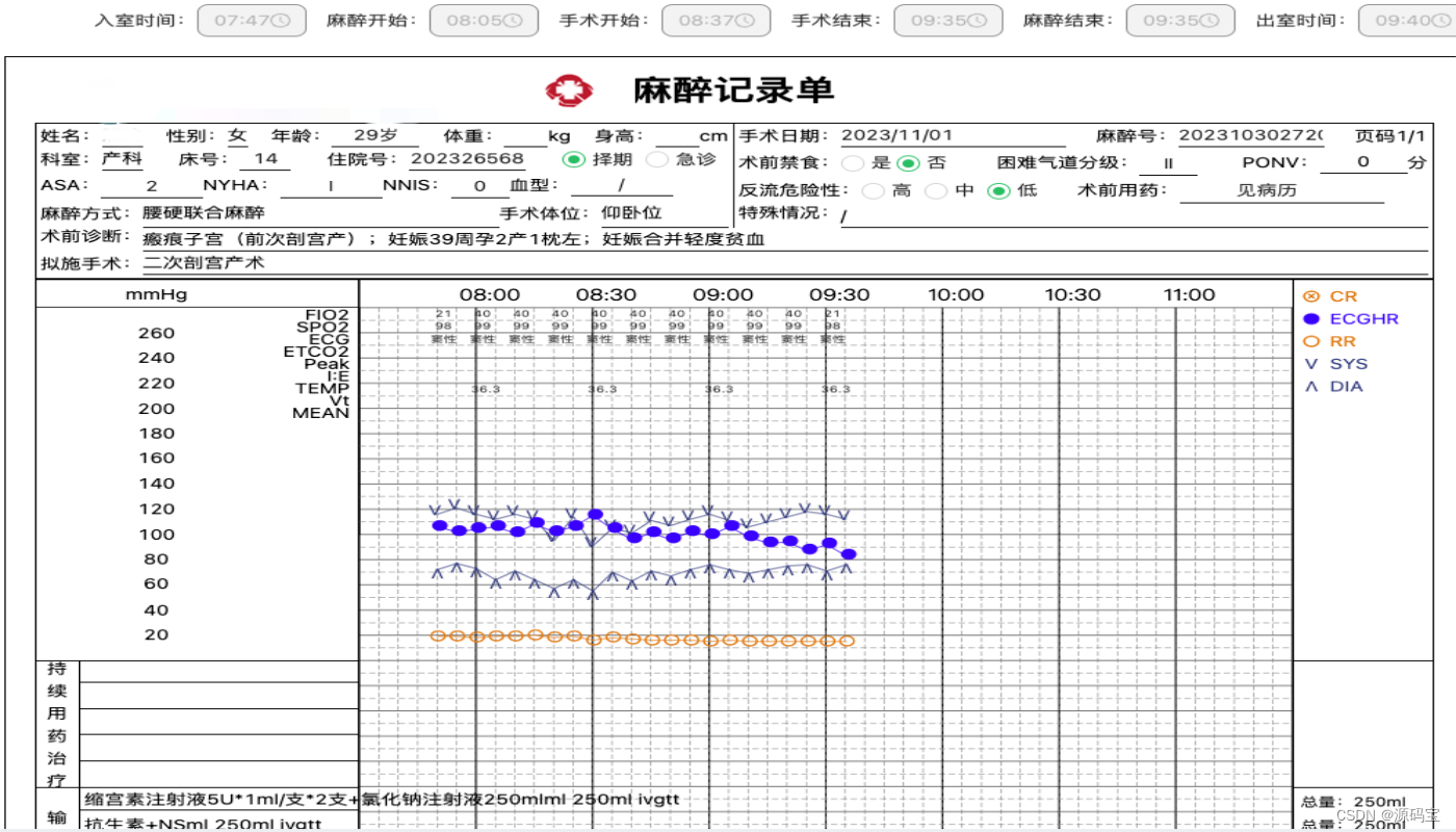 手术信息处理系统源码 B/S网页版手麻系统源码