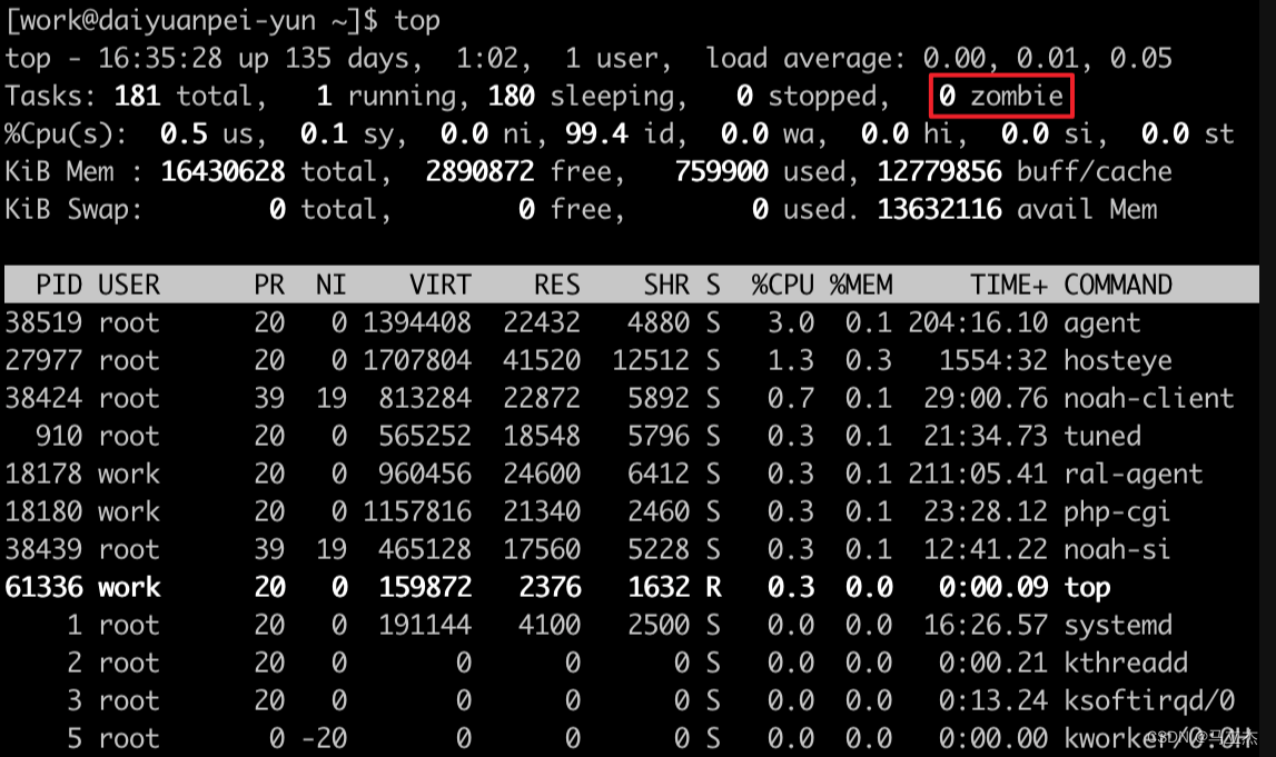 Linux查看僵尸进程