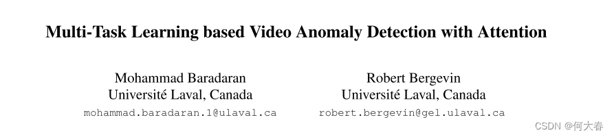 Multi-Task Learning based Video Anomaly Detection with Attention 论文阅读