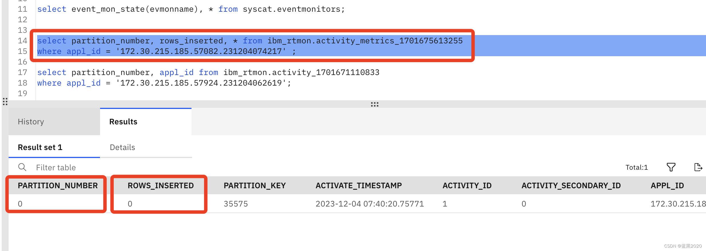 Db2的Activity event monitor在Db2 MPP V2上收集ROWS_INSERTED信息