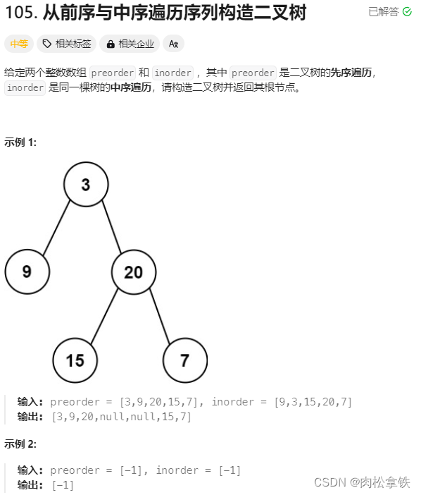 代码随想录——从前序与中序遍历序列构造二叉树（Leetcode105）