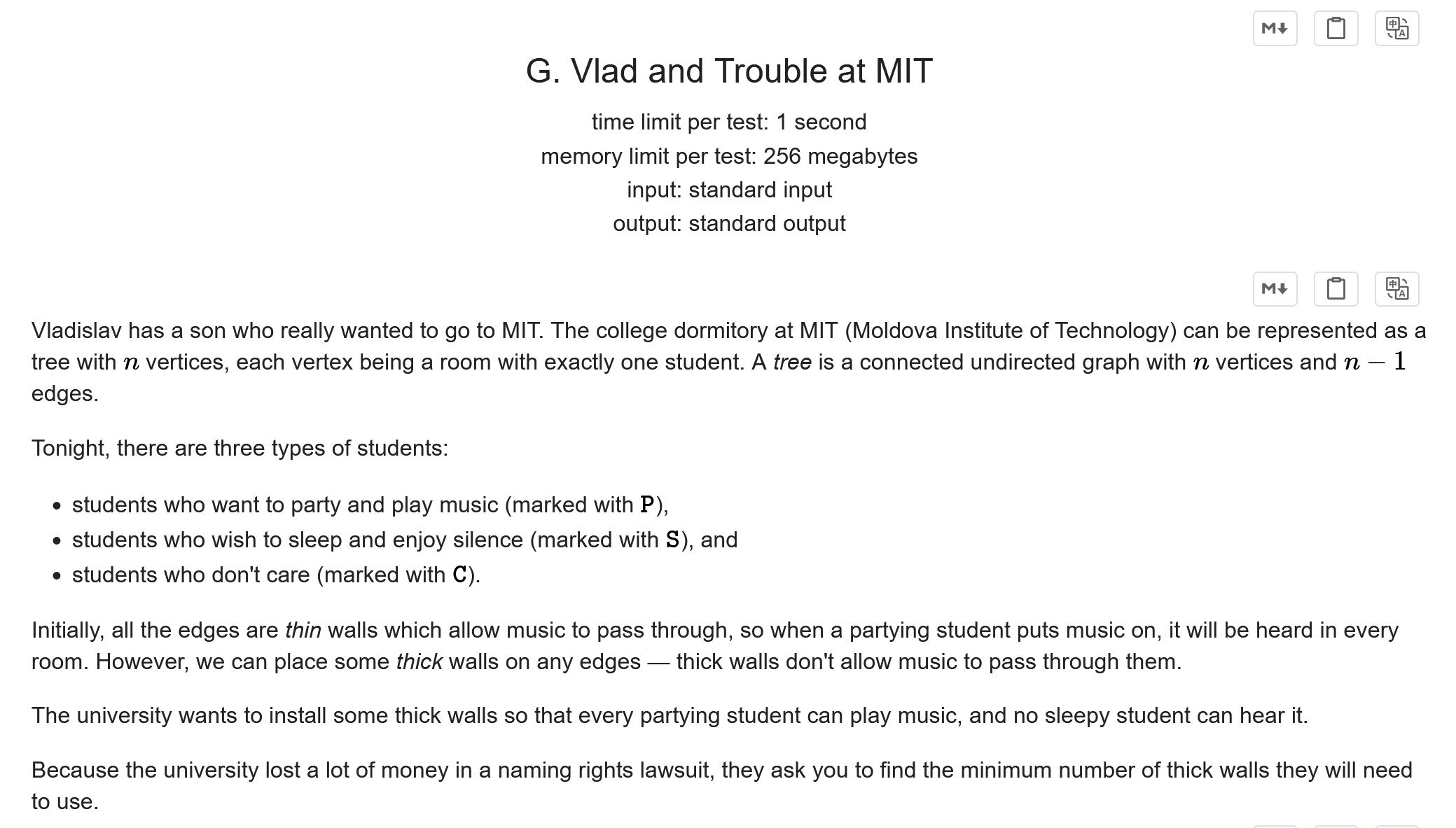 Codeforces Round 928 G. Vlad and Trouble at MIT 【树形DP】