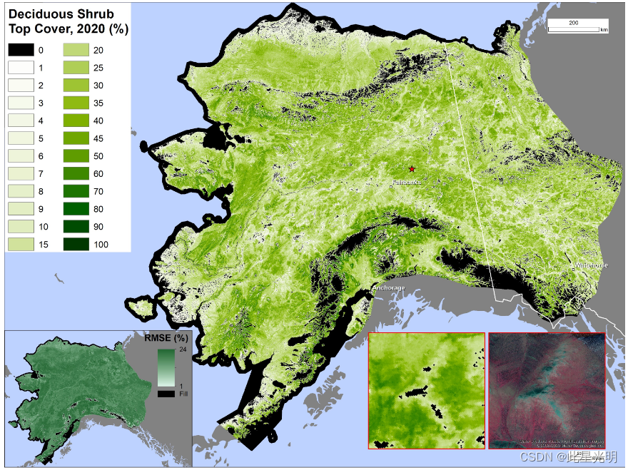 1985-2020 年阿拉斯加和育空地区按植物功能类型划分的模型表层覆盖率