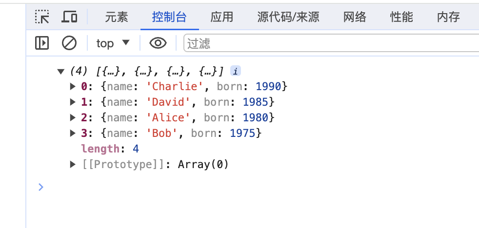 前端JavaScript篇之找出数组中重复的数字、js中数组是如何在内存中存储的？原生遍历数组的方式有哪些？请对以下数组，根据 `born` 的值降序排列