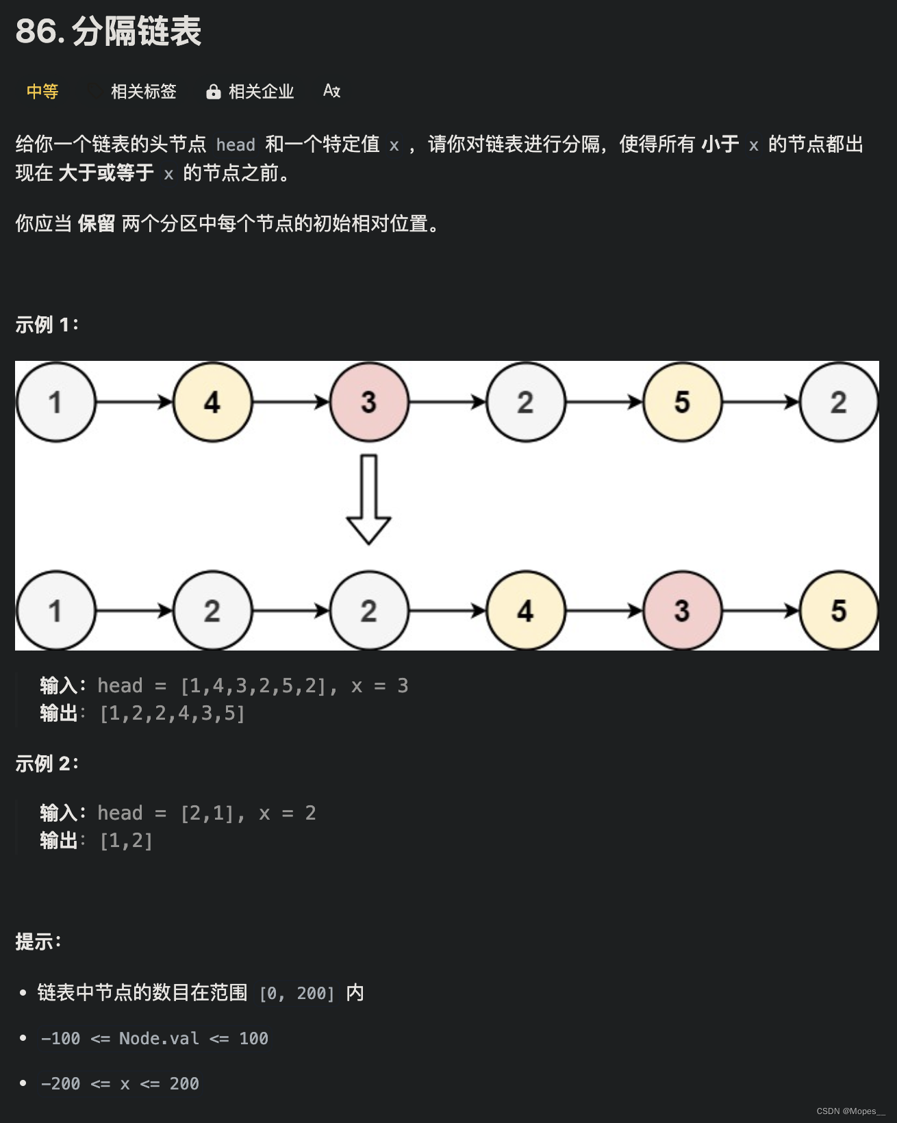 Python | <span style='color:red;'>Leetcode</span> Python题解之第<span style='color:red;'>86</span>题<span style='color:red;'>分隔</span><span style='color:red;'>链</span><span style='color:red;'>表</span>