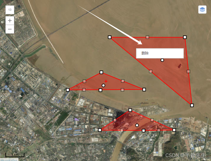 maptalks 右键删除多边形 电子围栏