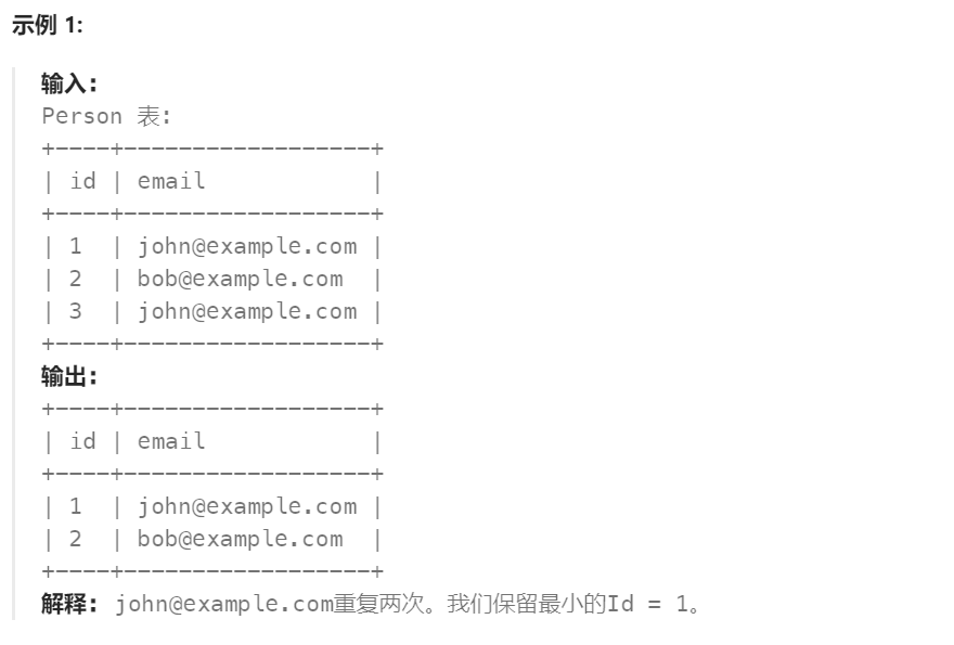 46 - 删除重复的电子邮箱（高频 SQL 50 题基础版)