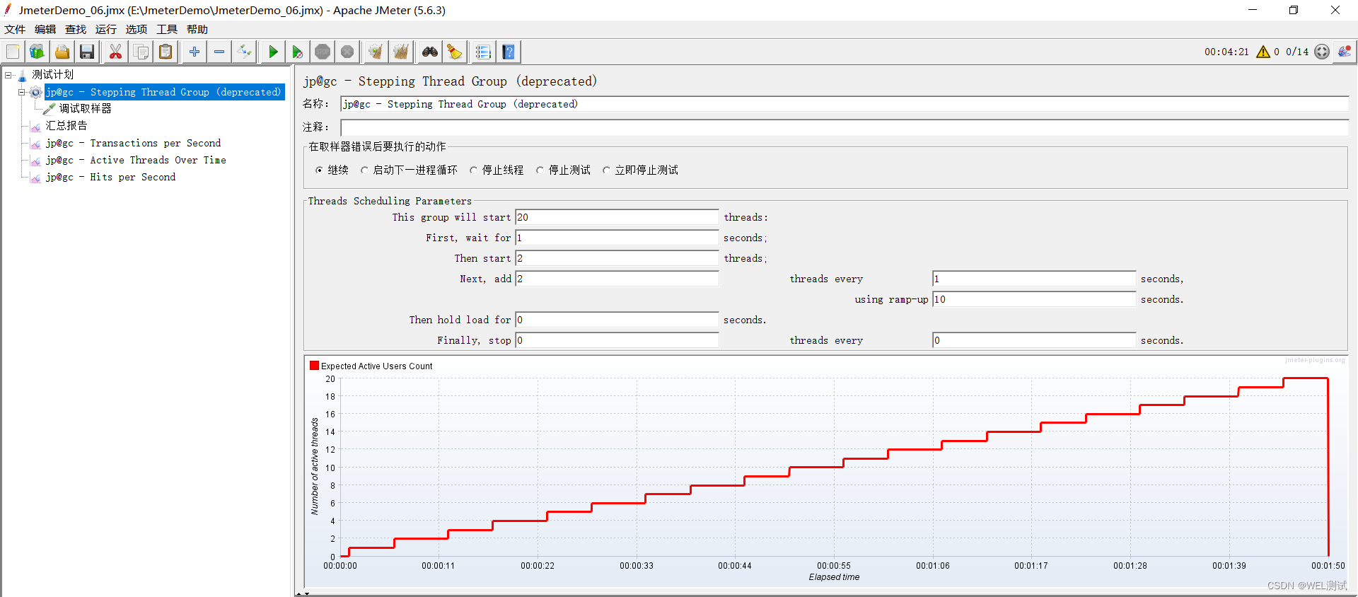 （十）【Jmeter】线程（Threads(Users)）之jp@gc - Stepping Thread Group (deprecated)