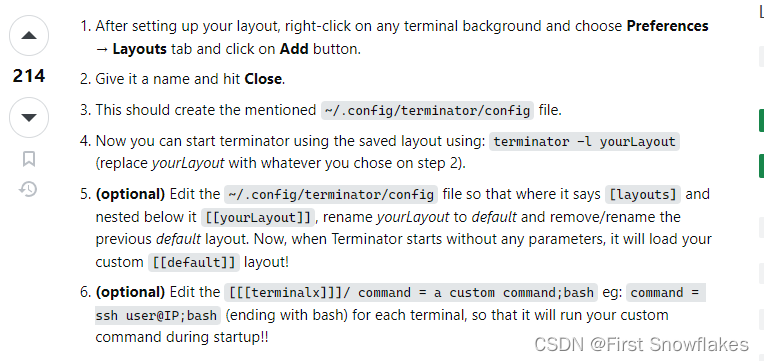 Linux Terminator工具: 保存窗口布局  执行默认启动指令