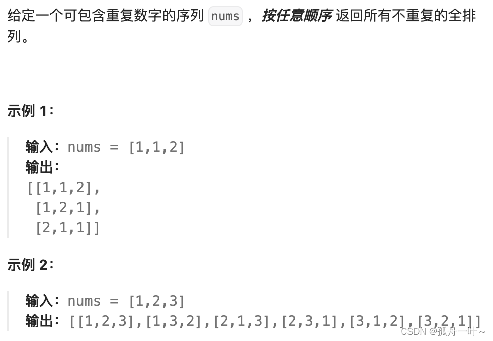 DFS和回溯专题：全排列 II