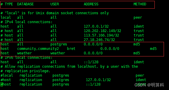 postgresql <span style='color:red;'>pg</span>_<span style='color:red;'>hba</span>.conf 配置详解