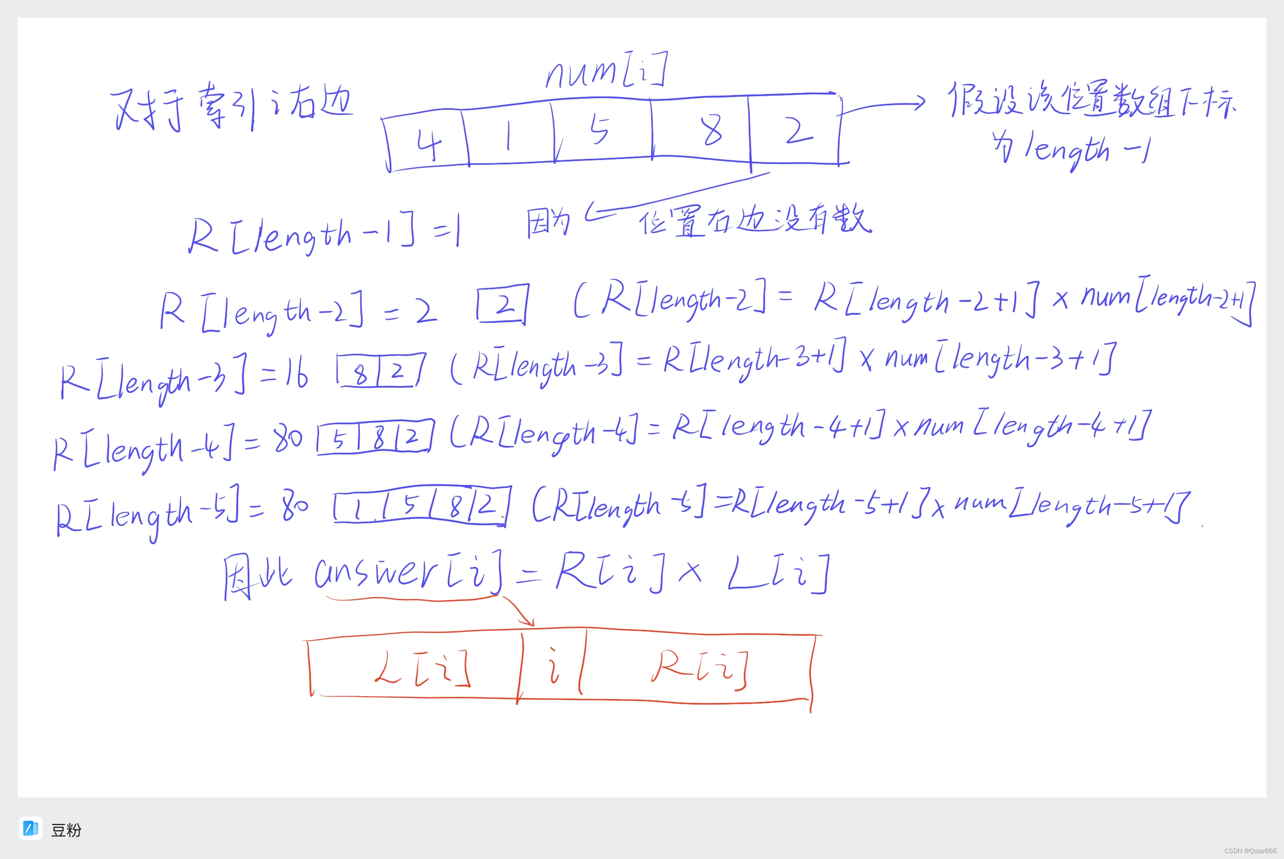 除自身以外数组的乘积——力扣算法