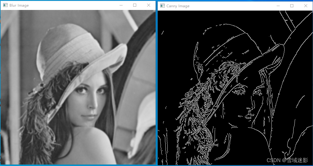高斯模糊图像和Canny边缘检测图像