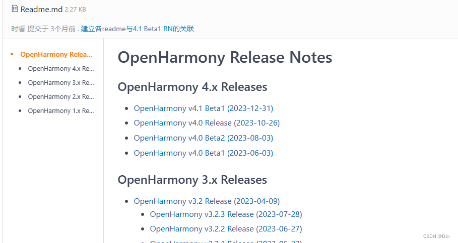 OpenHarmony Release Note