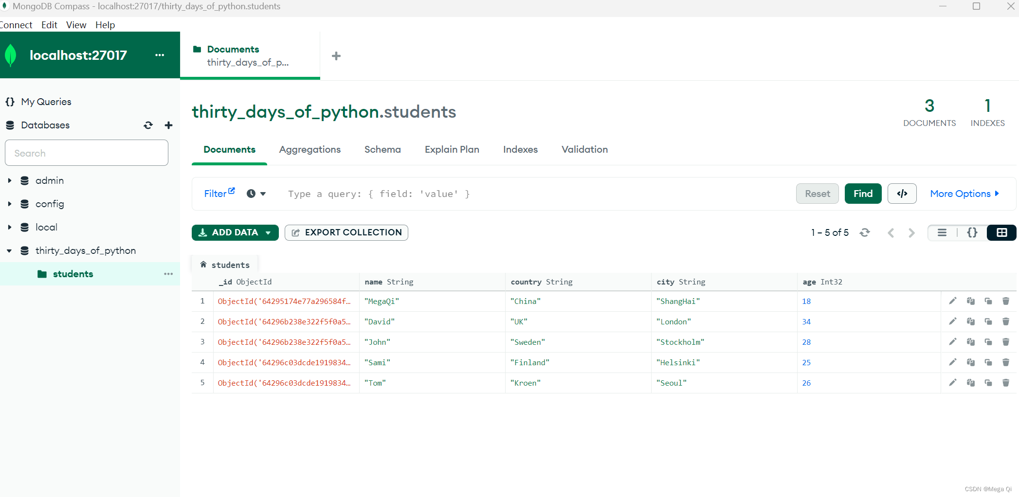 挑战30天学完Python：Day27 MongoDB数据库操作