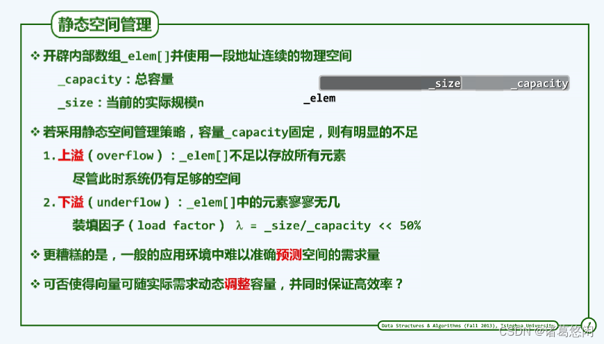 【数据结构（邓俊辉）学习笔记】向量02——动态空间管理