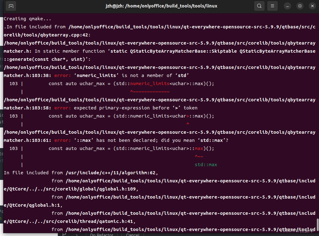 解决办法qtbase/src/corelib/tools/qbytearraymatcher.