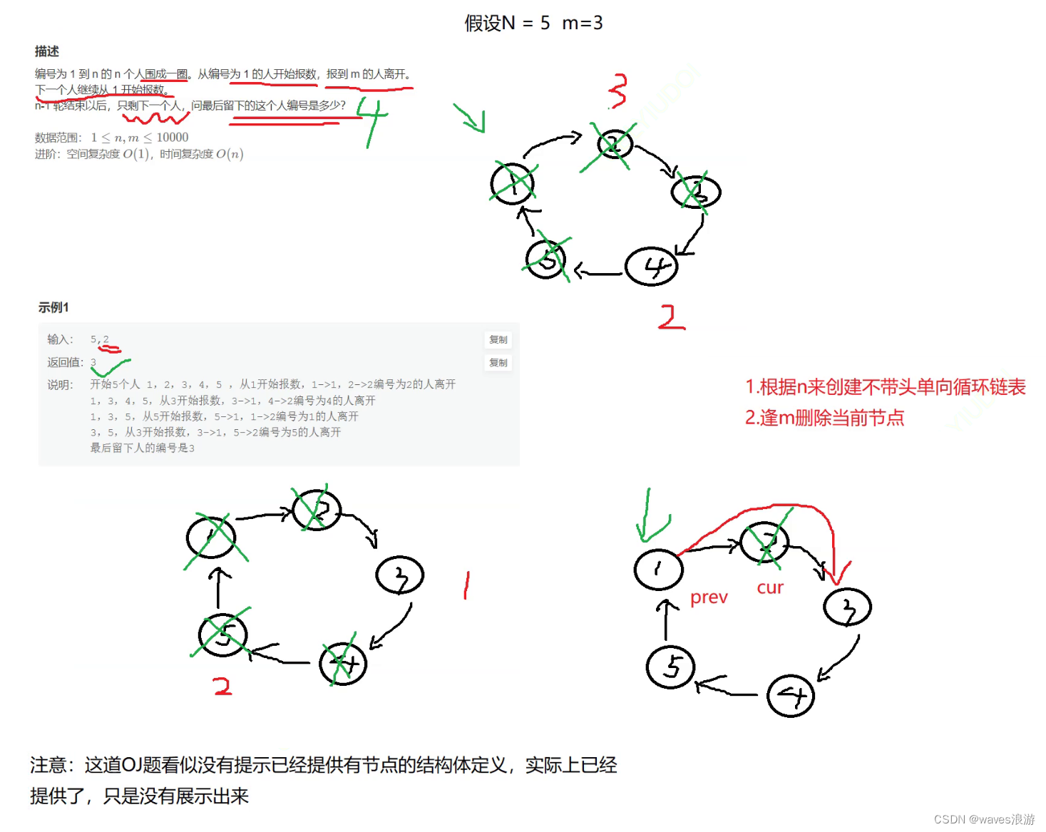 环形链表的约瑟夫问题