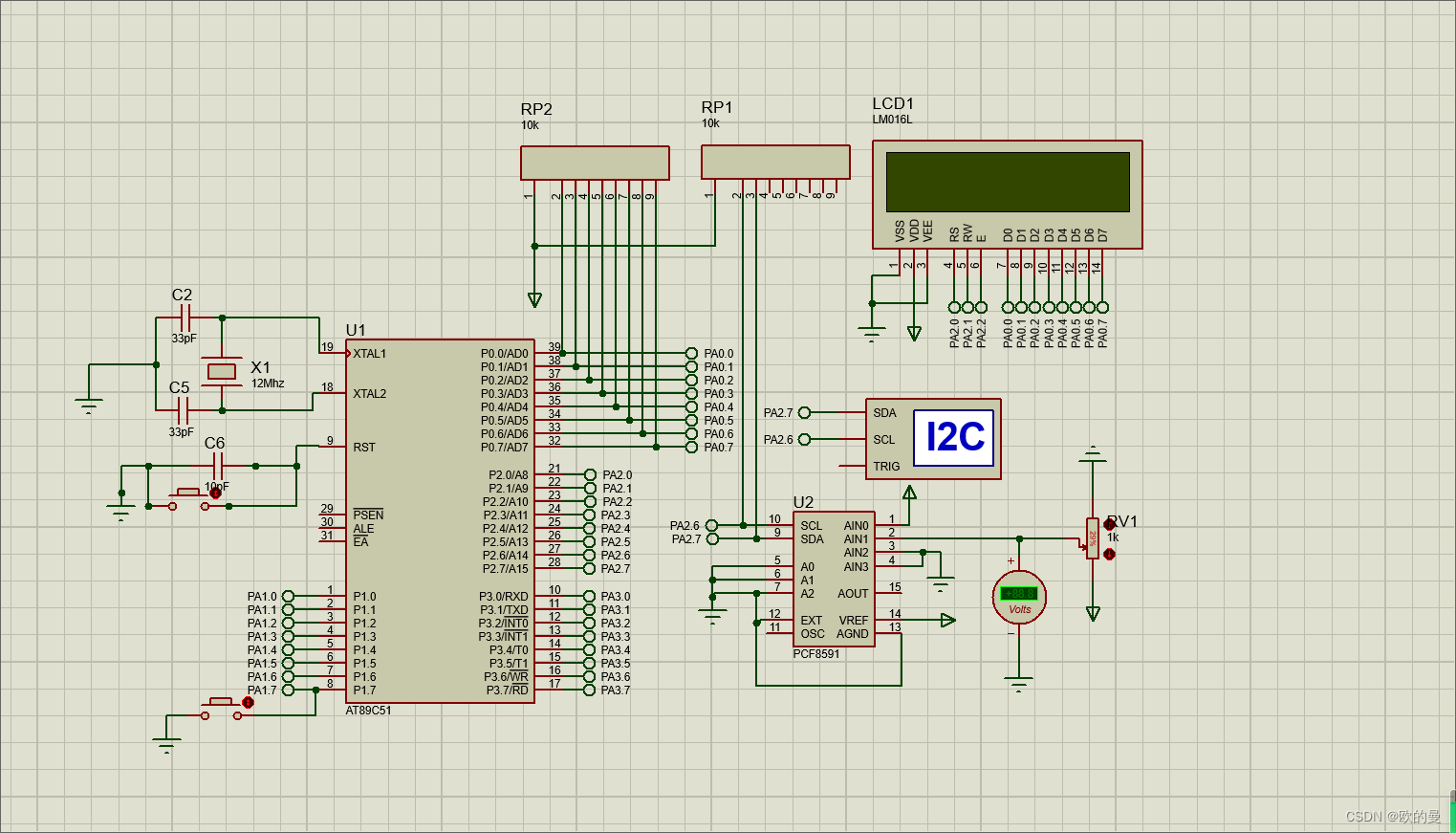 PCF8591(AD&<span style='color:red;'>DA</span><span style='color:red;'>转换</span><span style='color:red;'>芯片</span>)