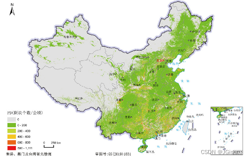 2020年中国1km格网耕地破碎度数据集