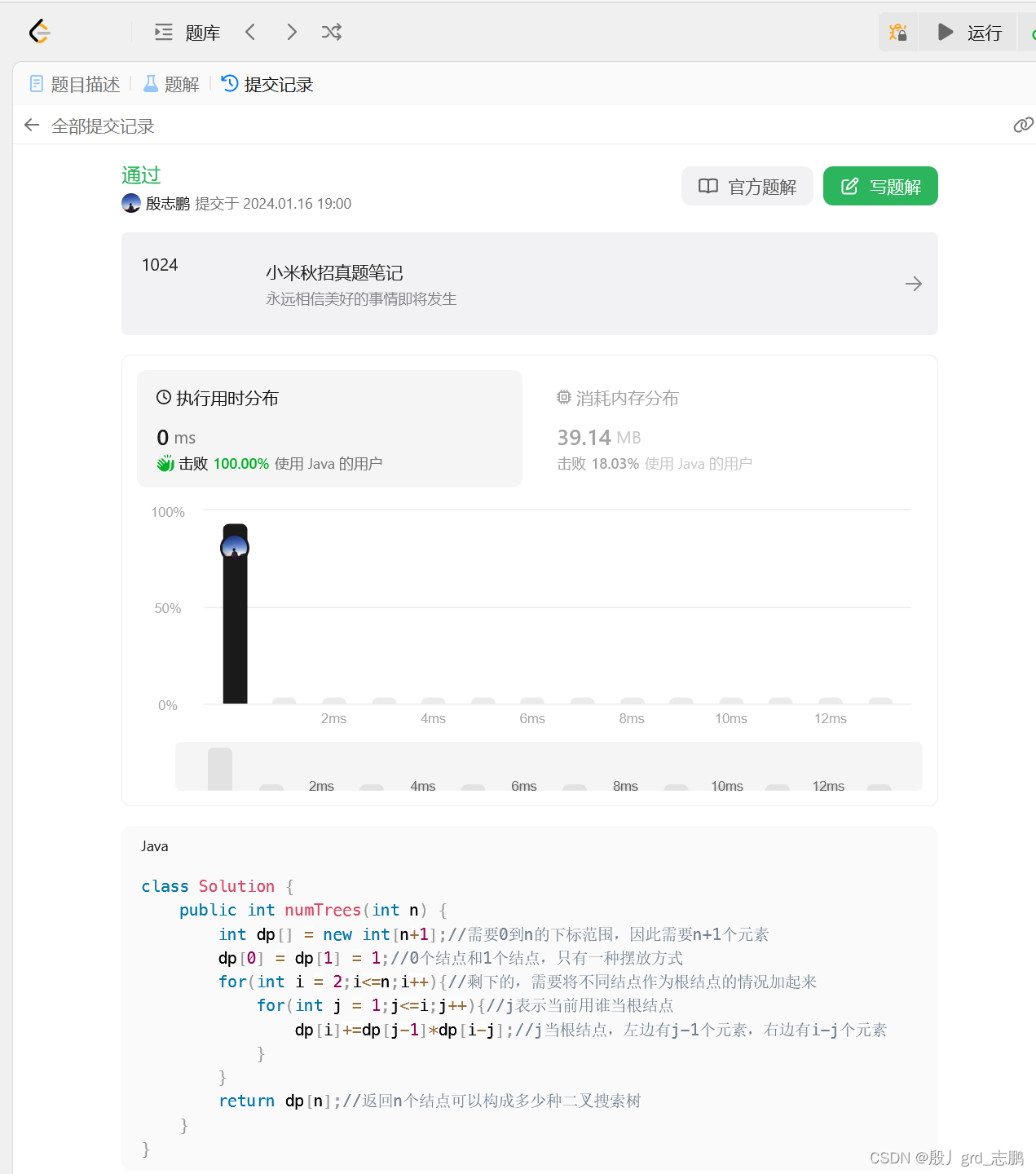 java数据结构与算法刷题-----LeetCode96. 不同的二叉搜索树