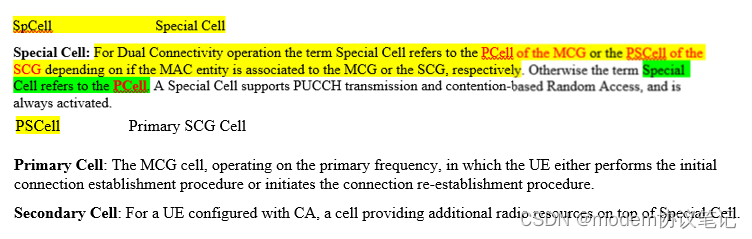 Spcell/Pcell/PScell/Scell的定义