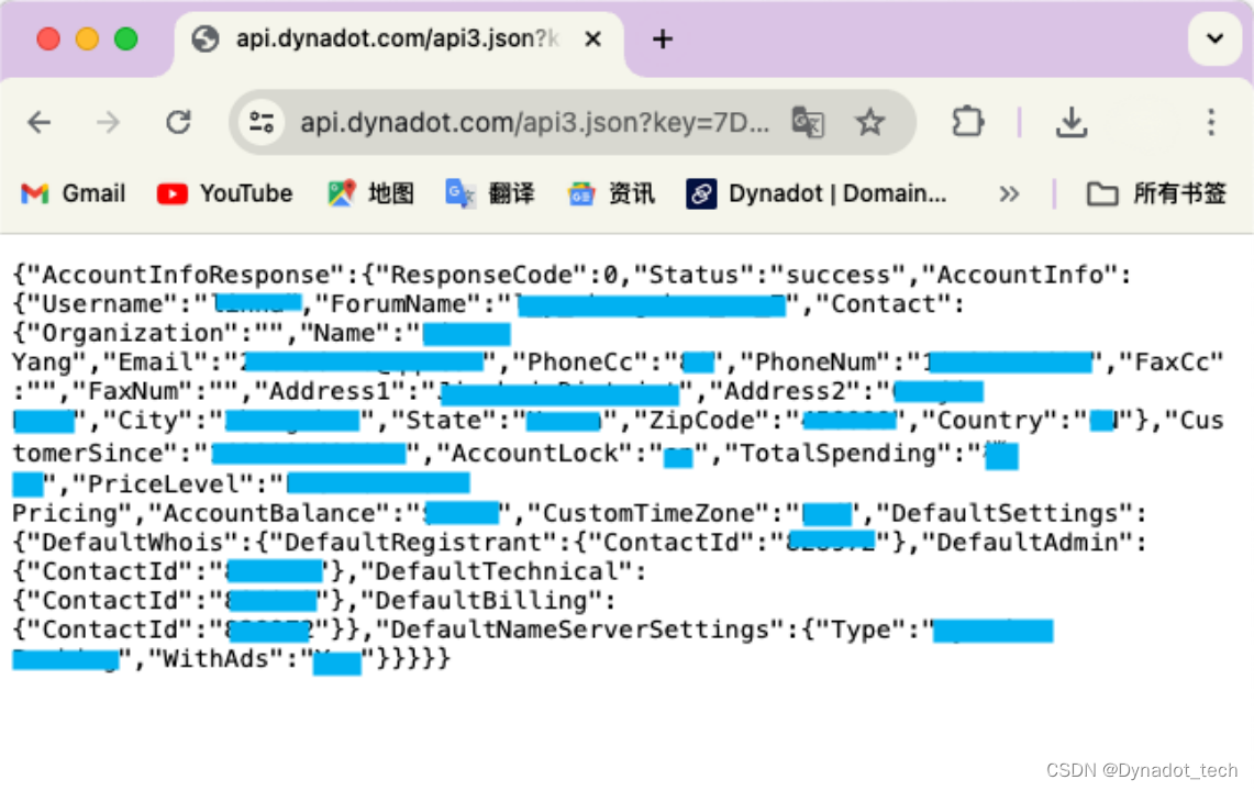 使用API有效率地管理Dynadot域名，自查账户信息