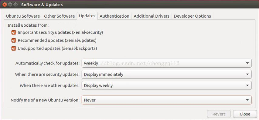 Ubuntu Desktop - Updates (不升级到新版本)