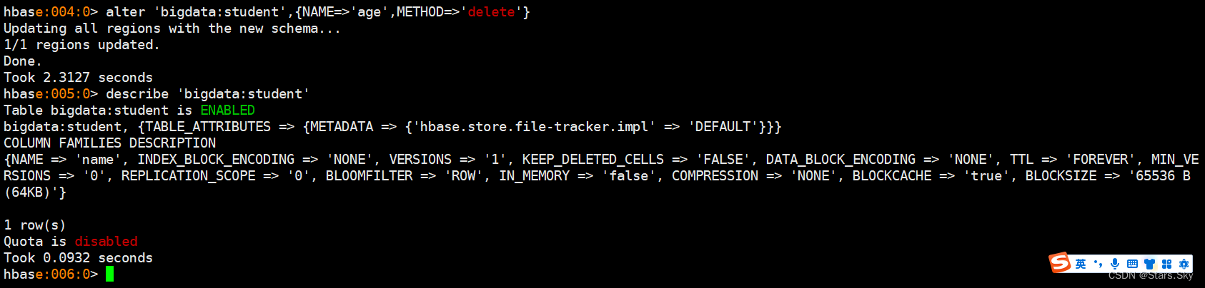 HBase shell 基础实操