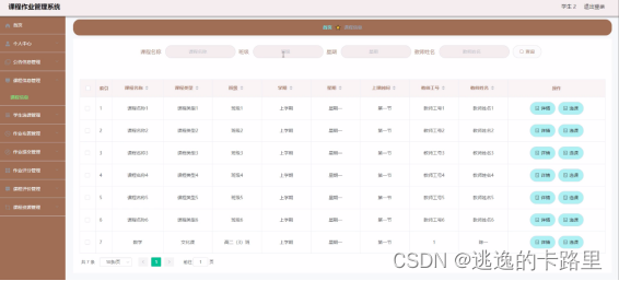 图5-12课程信息管理界面图