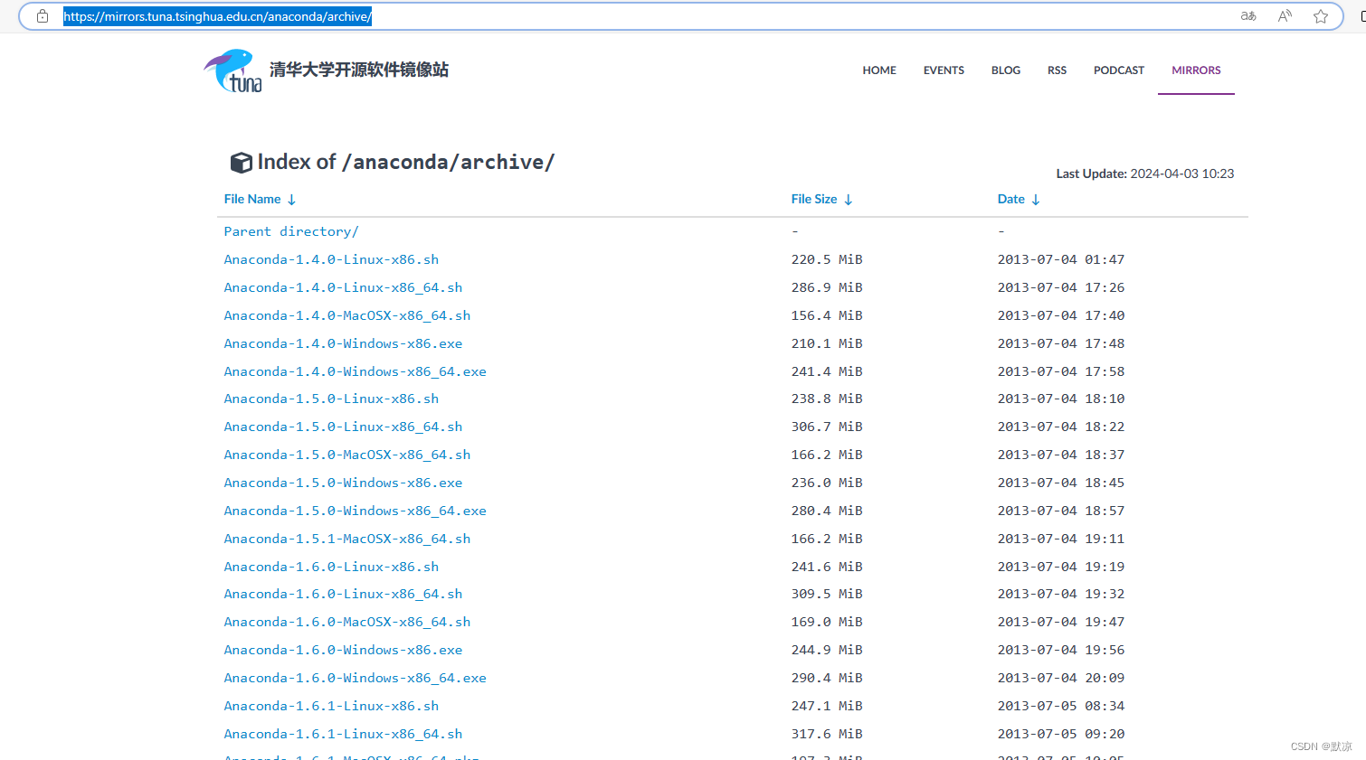 Anaconda3 清华镜像下载地址