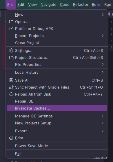 File -> Invalidate Caches...