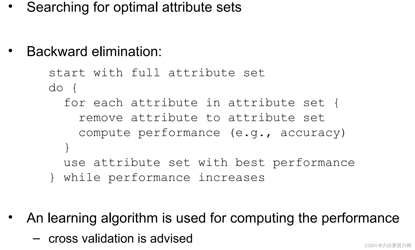 Backward elimination