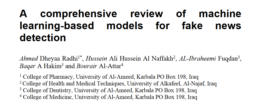 A comprehensive review of machine learning-based models for fake news detection