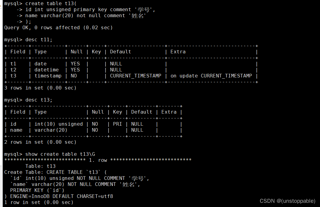 【<span style='color:red;'>lesson</span><span style='color:red;'>10</span>】表的约束（3）