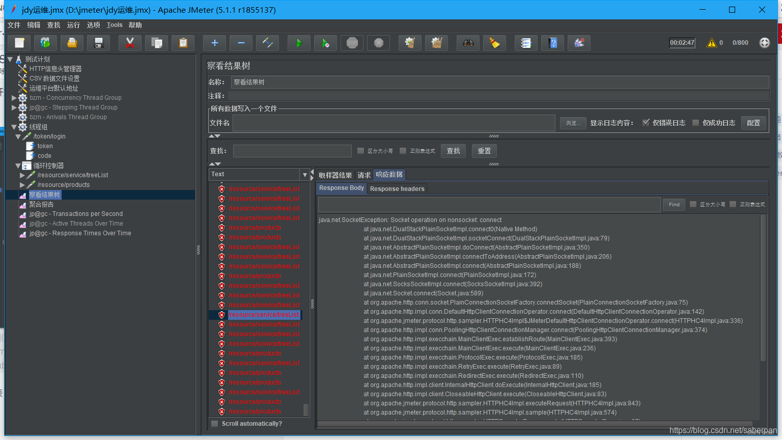 jmeter java .SocketException Socket closed java