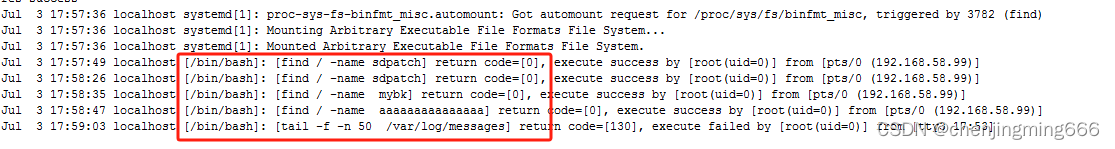 linux系统主机查看系统日志（可查看被执行命令和远程登录等）