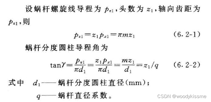 多头蜗杆的轴截面和端截面的关系