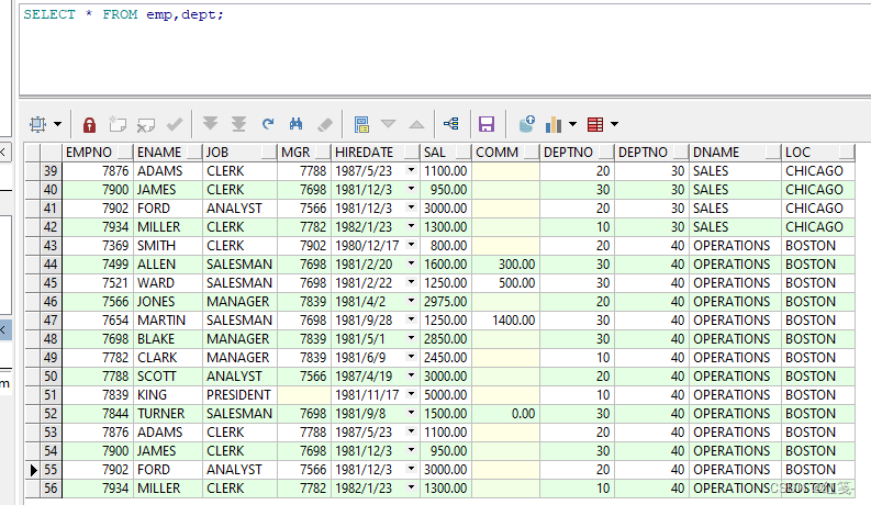 SQL表连接（Oracle）