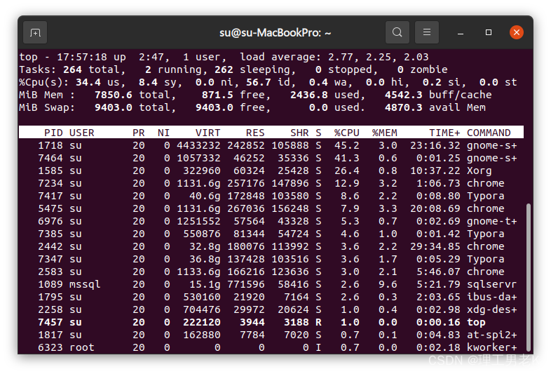 Linux/Ubuntu/Debian中与<span style='color:red;'>进程</span>和系统资源有关的<span style='color:red;'>命令</span>top/<span style='color:red;'>ps</span>