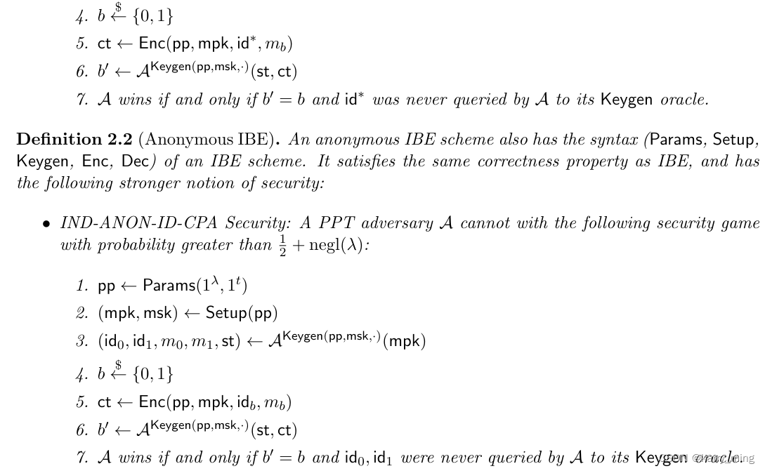 IND-ID-CPA 和 IND-ANON-ID-CPA Game