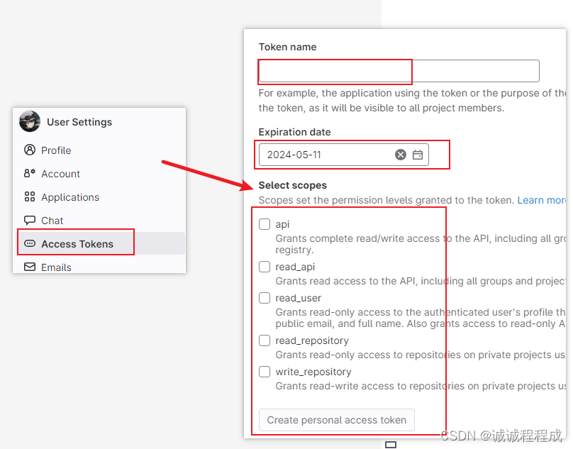 git 账号 personal access token