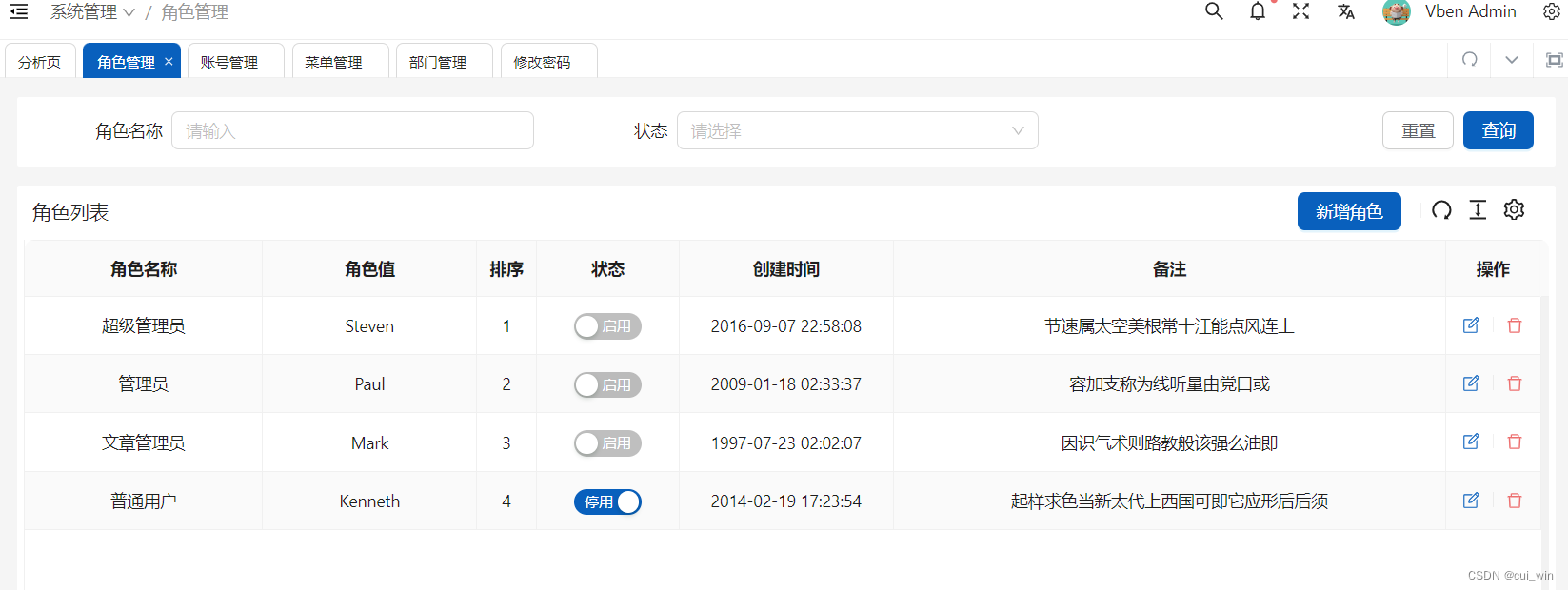 第九节：<span style='color:red;'>Vben</span> <span style='color:red;'>Admin</span>实战-系统管理之角色管理实现-上