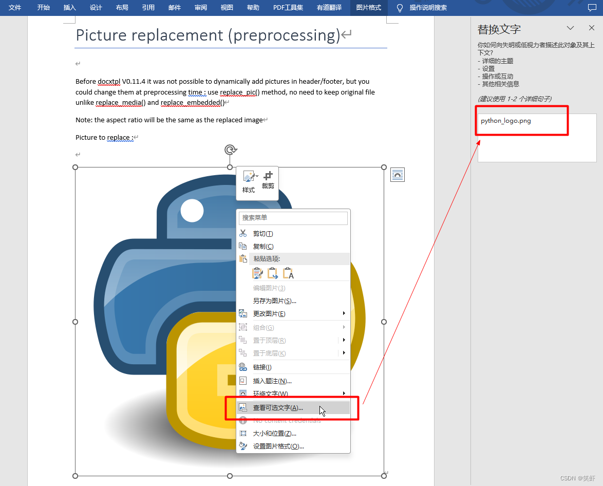 python-docx-template 的 Replace docx pictures 占位图片名称从哪来？