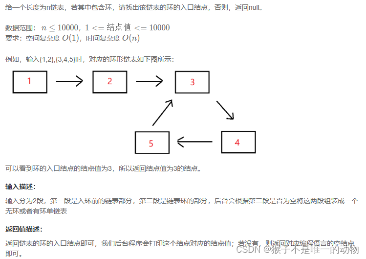 剑指offer JZ23链表中环的入口节点 C++