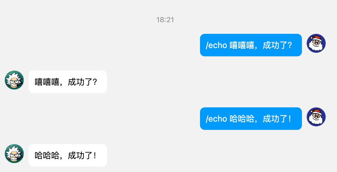 图13  私聊 /echo 命令测试成功