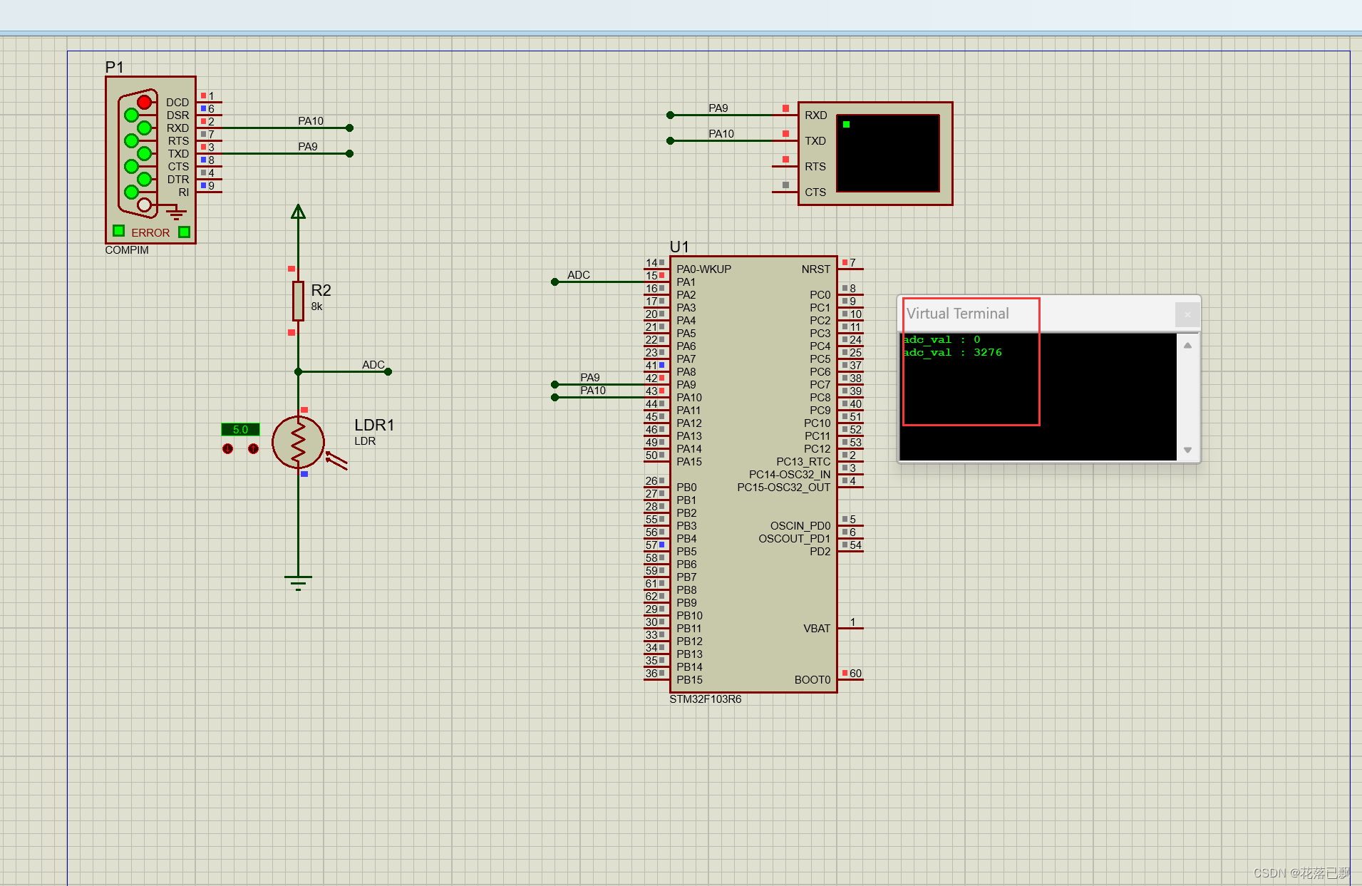 STM32 proteus + STM32Cubemx仿真教程（第五课ADC光敏电阻采样教程）