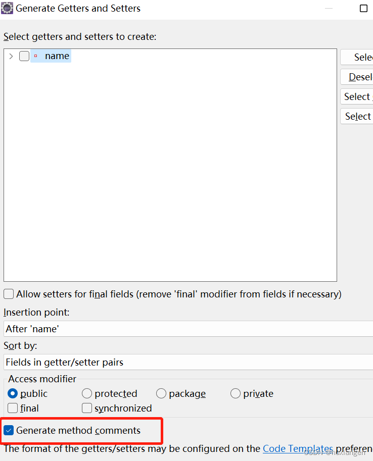 新版eclipseSpringToolSuite4 get set方法自动生成注释（适用2019-03之后版本）