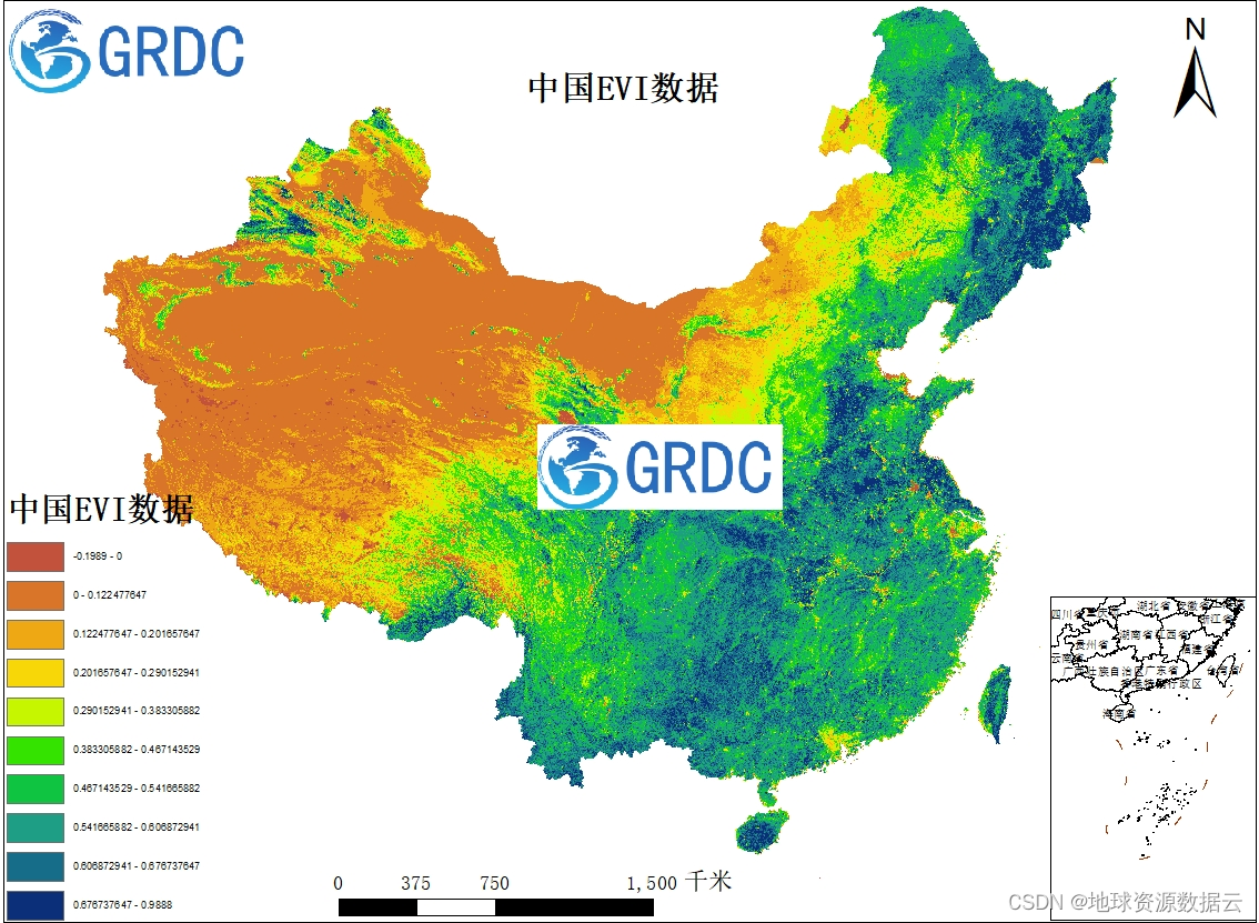 中国1000米分辨率年最大增强型植被指数（EVI）数据集