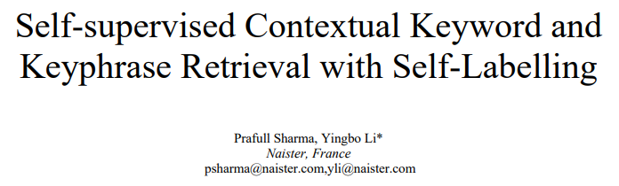 Self-supervised Contextual Keyword and Keyphrase Retrieval with Self-Labelling